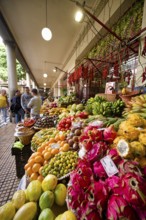 Fruit and vegetables, Mercado dos Lavradores market hall, interior view, Funchal, Madeira, Portugal