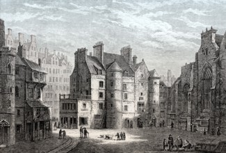 The Old Tolbooth, High Street, Royal Mile in Edinburgh, Scotland, 19th century