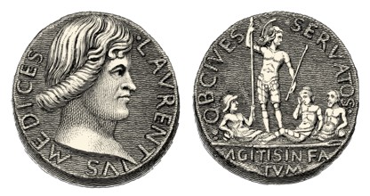 Medal on the conspiracy of the Pazzi, portrait of Lorenzo I de Medici, or Lorenzo the Magnificent,