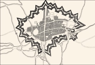 Plan der Befestigungsanlagen von Oxford während des englischen Bürgerkriegs, 17.