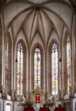 Interior view, choir, high altar, parish church, parish church of St Nicholas, Merano, Merano,