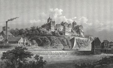 Bernburg Castle around 1860, also known as the Crown of Anhalt, Renaissance castle in Bernburg