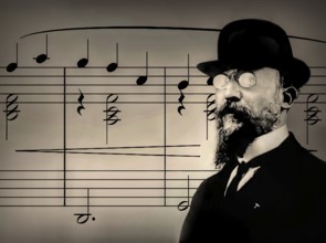 Erik Satie, 1866 – 1925, a French composer and pianist, notesheet for Gymnopédie No. 1, digitally