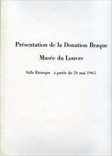 Catalogue "Présentation de la donation Braque au musée du Louvre en 1965", 1ère partie