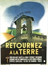 Affiche de Aljanvic pour le gouvernement de Vichy appelant à retourner à la terre, 1942