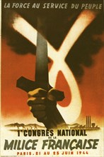 Affiche de propagande pour le 1er congrès national de la milice française
