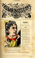 Caricature de la chanteuse Emma Valladon dite Thérésa, in : "Le Trombinoscope"