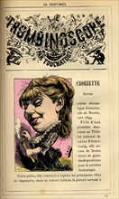 Caricature of the actress Sophie Croizette, in : "Le Trombinoscope"