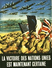Poster printed in Algiers announcing: "The victory of the united nations is now certain"