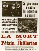 Affiche demandant la condamnation à mort de Pétain