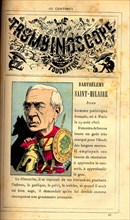 Caricature of Jules Barthélémy Saint-Hilaire, in : "Le Trombinoscope"