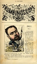 Caricature d'Emile Zola, in : "Le Trombinoscope"