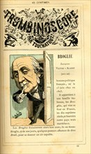 Caricature of the Duc de Broglie, in : "Le Trombinoscope"