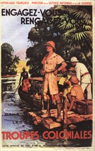 Affiche de Maurice Toussaint, de propagande appelant à s'engager dans les troupes coloniales