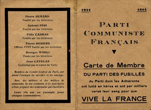 Carte de membre du parti communiste français