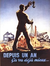Affiche du Parti communiste français : "Depuis un an ça va déjà mieux..."