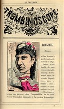 Caricature of the actress Rosalia Rousseil, in : "Le Trombinoscope"