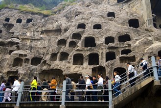 China,Henan Province,Luoyang,Buddhist sculpture at Longmen Grottoes