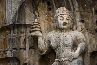 China,Henan Province,Luoyang,Buddhist sculpture at Longmen Grottoes