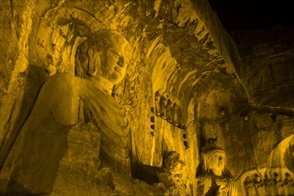 China,Henan Province,Luoyang,Buddhist sculpture at Longmen Grottoes