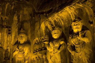 China,Henan Province,Luoyang,Buddhist sculpture at Longmen Grottoes