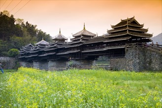 Roofed Bridge of Dong Minority,Guangxi Province,China