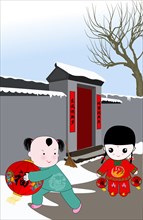 Kids celebrating Spring Festival