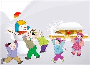 Kids celebrating Spring Festival