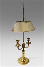 French silver-gilt library lamp
