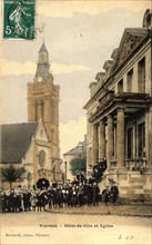 Viarmes,
L'église et la mairie