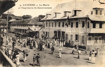 Cayenne, la mairie et l'imprimerie du gouvernement