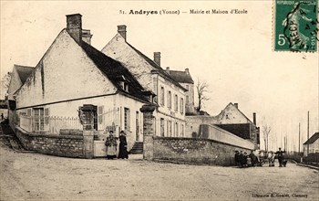 Andryes,
Mairie et école