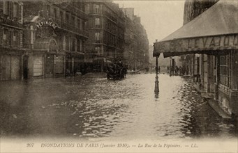 Paris, Inondations rue de la Pépinière de la grande crue de janvier 1910