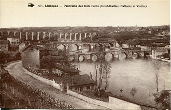 Limoges, panorama de trois ponts