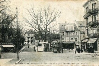 Belfort, carrefour de l'Avenue de la Gare et du Faubourg de France
