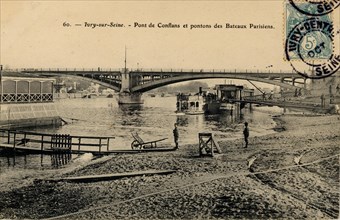 Ivry-sur-Seine, Pont de Conflans et pontons des Bateaux Parisiens