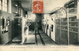 Salle des tableaux électriques de la mine d'or du Chatelet