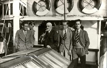 Professor Charcot and Paul-Emile Victor aboard the "Pourquoi Pas ?" in 1936