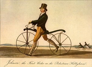 Johnson, le premier cycliste sur la voie piétonne en Angleterre en 1819