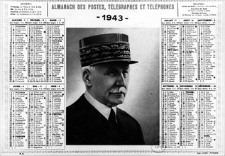 Almanach of the French post, telegraphe and telephone office bearing a portrait of Marshal Pétain
1943