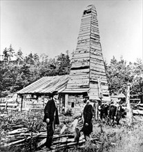 First derrick in Titusville, Pennsylvania in 1859