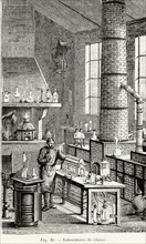 Un laboratoire de chimie moderne en 1865