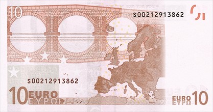 Note of 10 euros (reverse)