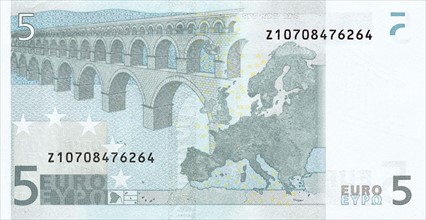 Note of 5 euros (reverse)