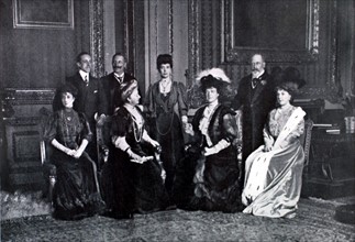 England. Meeting of eight monarchs in the "Red Room" of Windsor (1907)