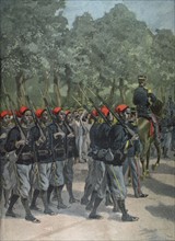 In Paris, parade of the Senegalese infantrymen of the Marchand mission, in "Le Petit Journal" dated July 23, 1899