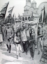 Balkan War. In Sofia, demonstration of 15,000 Macedonian refugees (1903)