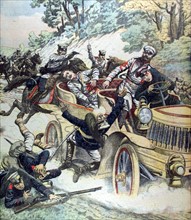 Russian-Japanese war, 1904: Russian officers in Manchuria, in "le Petit Journal" dated October 2, 1904