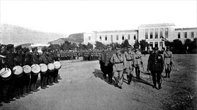 World War I. Review of Greek troops on the Champ de Mars in Athens (January 27, 1918)