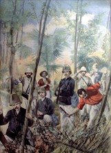 French expedition in Madagascar, soldiers in the bush. In "Le Petit Journal" of May 25, 1895